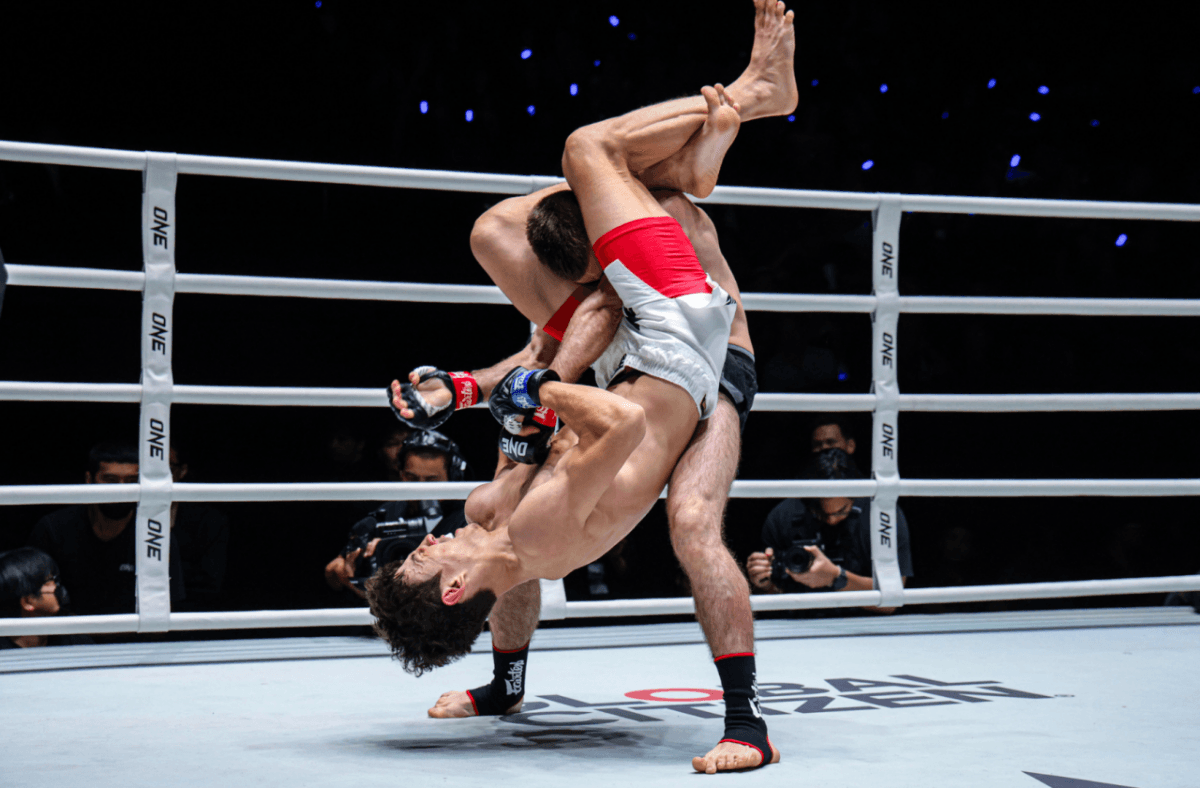 Sanzhar Mansurov competing against Ruslan Bulut at ONE Friday Fights 169